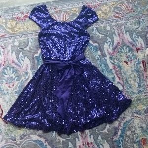 Purple Sequin Semi-Formal Short Dress (S)